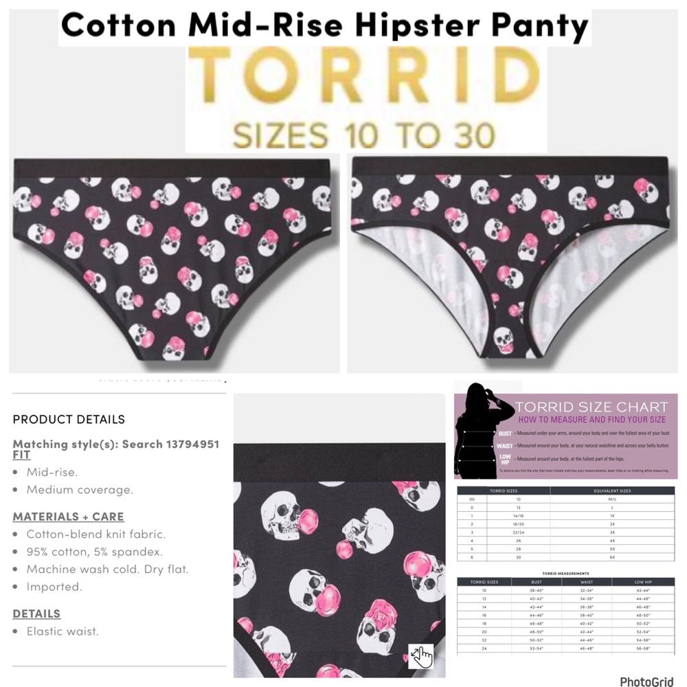 🌟🌟🌟Torrid 4 plus size black skull bubblegum boyshort panty nwt
